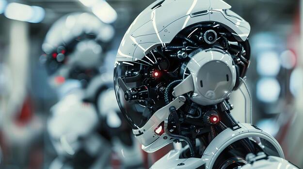 AI generated The robot, the android, is ready to perform work functions. AI Generated photo