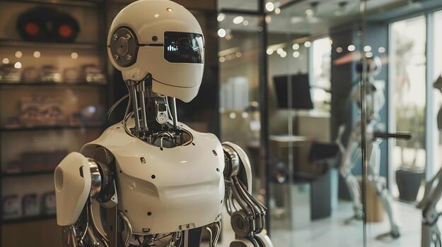 ai generado el robot, el androide, es Listo a realizar trabajo funciones ai generado foto