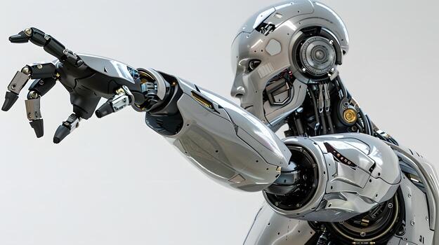 AI generated The robot, the android, is ready to perform work functions. AI Generated photo