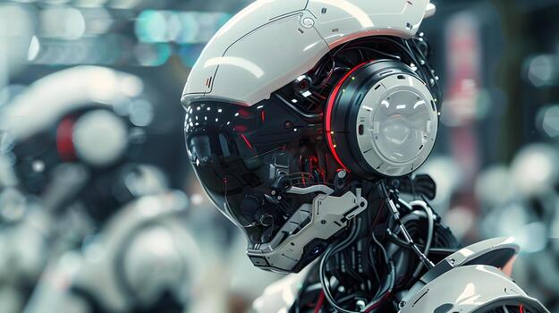 AI generated The robot, the android, is ready to perform work functions. AI Generated photo