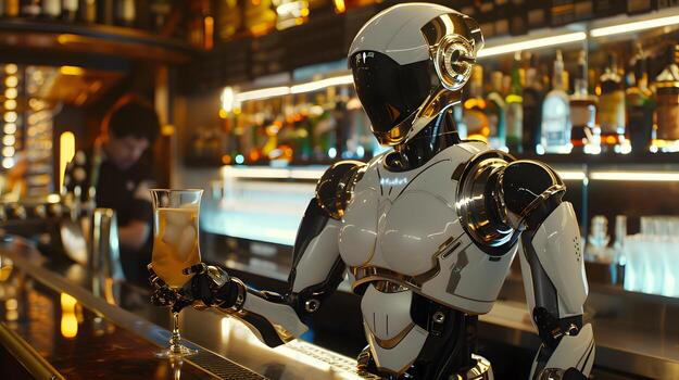 AI generated The robot, the android, is ready to perform work functions. AI Generated photo