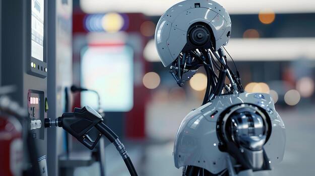 AI generated The robot, the android, is ready to perform work functions. AI Generated photo