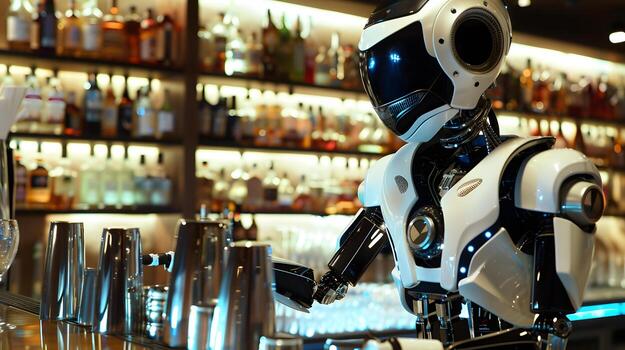 AI generated The robot, the android, is ready to perform work functions. AI Generated photo