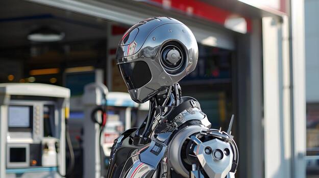 AI generated The robot, the android, is ready to perform work functions. AI Generated photo