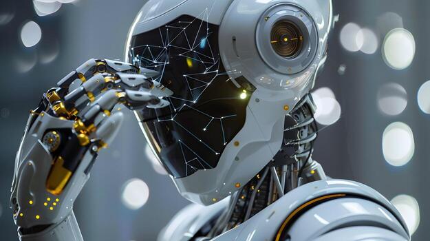 ai generado el robot, el androide, es Listo a realizar trabajo funciones ai generado foto