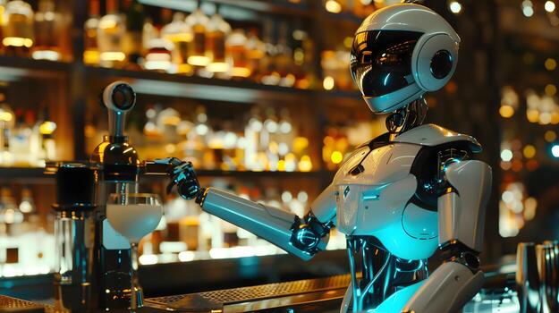 AI generated The robot, the android, is ready to perform work functions. AI Generated photo