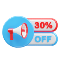 30 percent off sale text illustration 3d rendering png