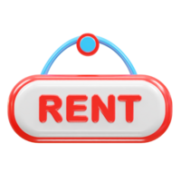 Rent icon 3d illustration rendering element png