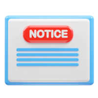 Notice icon 3d render illustration element png