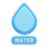 Water icon 3d rendering png