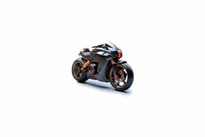 3D illustration of black motorbike isolated on white background photo