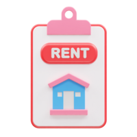 House rent icon 3d illustration rendering element png