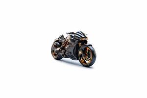 3D illustration of black motorbike isolated on white background photo