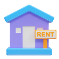 House rent icon 3d illustration rendering element png