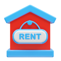 House rent icon 3d illustration rendering element png