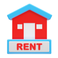 House rent icon 3d illustration rendering element png