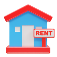 House rent icon 3d illustration rendering element png