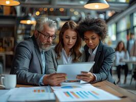 AI generated Business people discussing a report in the office photo