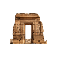 AI generated The entrance to a temple is carved into a large stone archway png