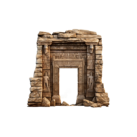 AI generated The entrance to a temple is carved into a large stone archway png