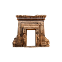 AI generated The entrance to a temple is carved into a large stone archway png