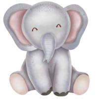 acuarela elefante, linda dibujos animados animal en el zoo. png