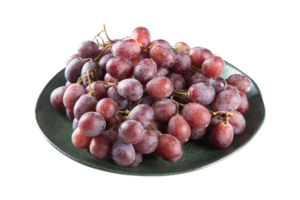 Plate with purple grapes and transparent background png