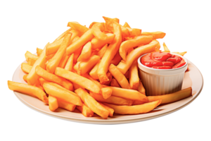 Plate with French fries with transparent background png