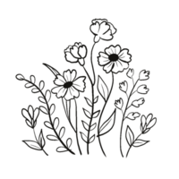 minimal main tiré fleurs sauvages png