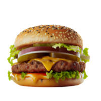 AI generated Juicy Gourmet Cheeseburger on a Sesame Seed Bun png