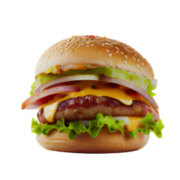 AI generated Juicy Gourmet Cheeseburger on a Sesame Seed Bun png