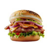 AI generated Juicy Gourmet Cheeseburger on a Sesame Seed Bun png