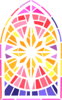 kyrka glas fönster. färgade mosaik- katolik ram med religiös symbol stjärna png