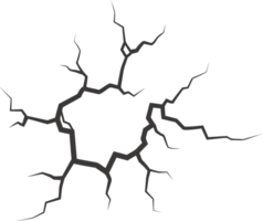 parete crepe con rotto struttura. terra terremoto effetto. buco Linee su terra e Ghiaccio. roccia distruzione graffiare. png