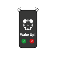 teléfono con aplicación alarma reloj en el pantalla png