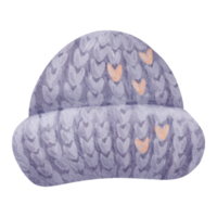 watercolor illustration a knitted hat, winter clothing. colors of purple and orange create a feeling of warmth and coziness, for seasonal designs fashion illustrations or cozy-themed projects png