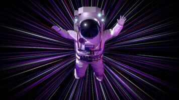 Astronaut Wearing Space Suit Flies Inside Hyperspace Tunnel video