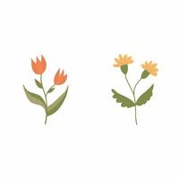 Simple Illustration of Two Stylized Flowers on a Plain Background vector