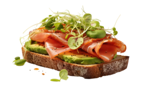 AI generated open face sandwich on an isolated transparent background png