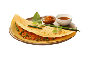 AI generated south indian breakfast dosa on an isolated transparent background png