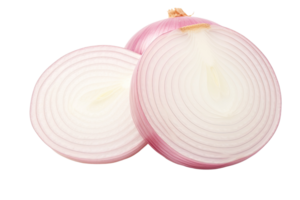 AI generated round onion slices on an isolated transparent background png