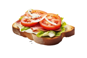 ai generiert öffnen Gesicht Sandwich auf ein isoliert transparent Hintergrund png