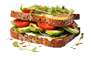 AI generated open face sandwich on an isolated transparent background png