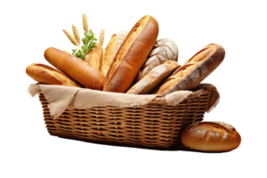 AI generated organic food in the basket on isolated transparent background png