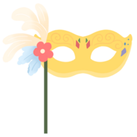 a yellow carnival mask with a flower on it png