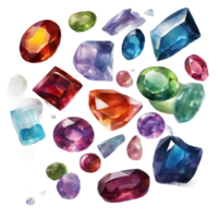 AI generated a collection of gems and gems on a transparent background png