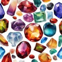 AI generated a collection of gems and gems on a transparent background png