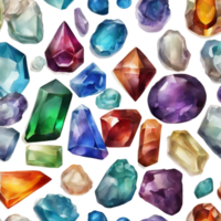 AI generated a collection of gems and gems on a transparent background png