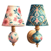 AI generated two lamps with colorful designs on them png