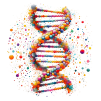 AI generated dna molecules with colorful dots on them png